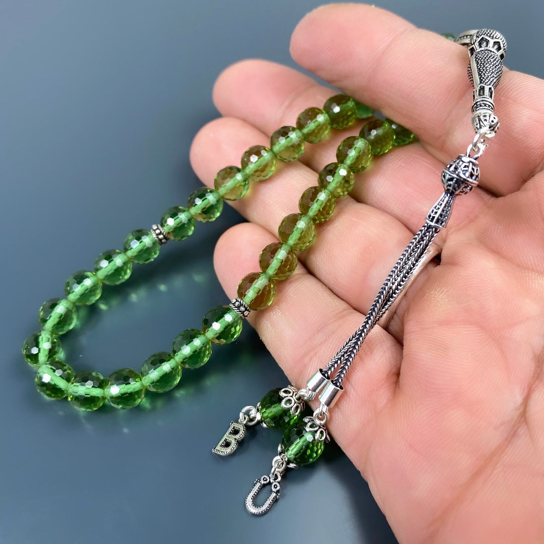 Zultanit Tesbih mit Buchstaben 925 Silver