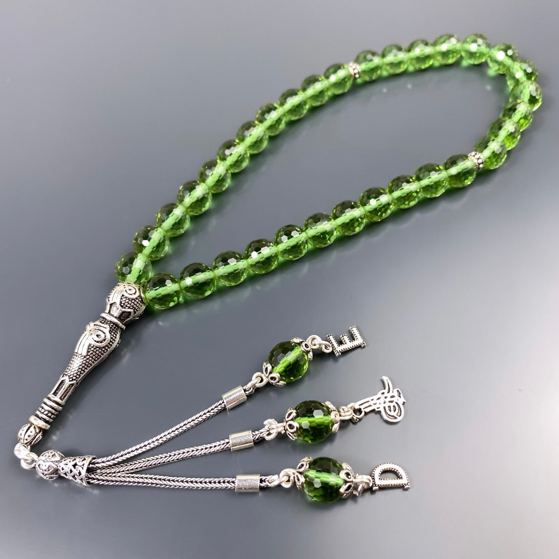 Zultanit Tesbih Tugra mit Buchstaben und Logo 925 Silver