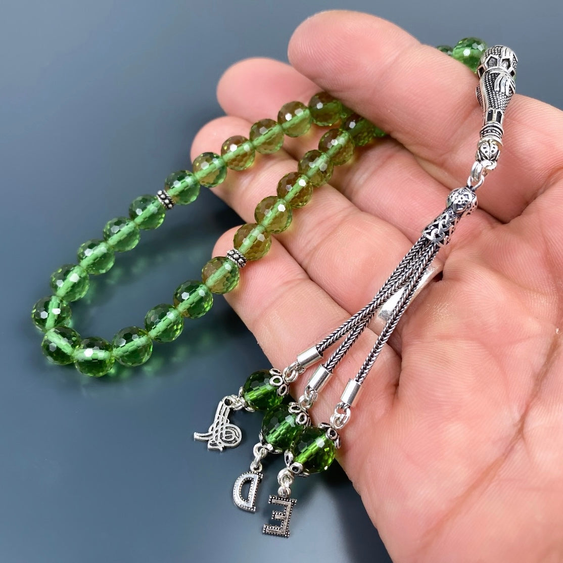 Zultanit Tesbih Tugra mit Buchstaben und Logo 925 Silver