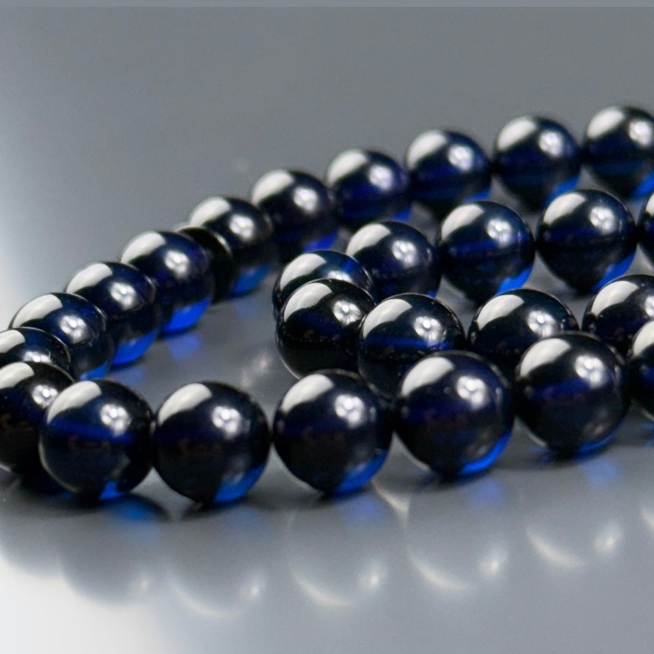 Kehribar Damla Tesbih Blau Misket – 3 Buchstaben 925 Silber