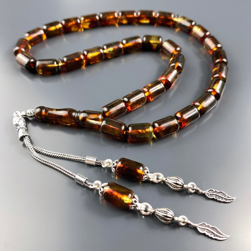 Kehribar / Bernstein Tesbih Basic Logo – Braun, 925 Silber