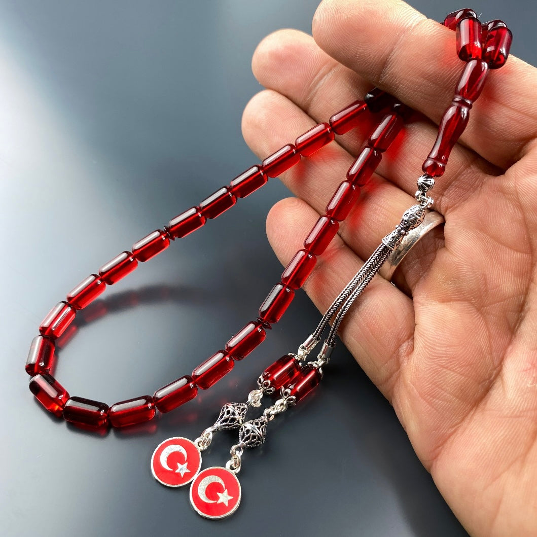 Kehribar / Bernstein Tesbih Türkei Logo – Rot, 925 Silber