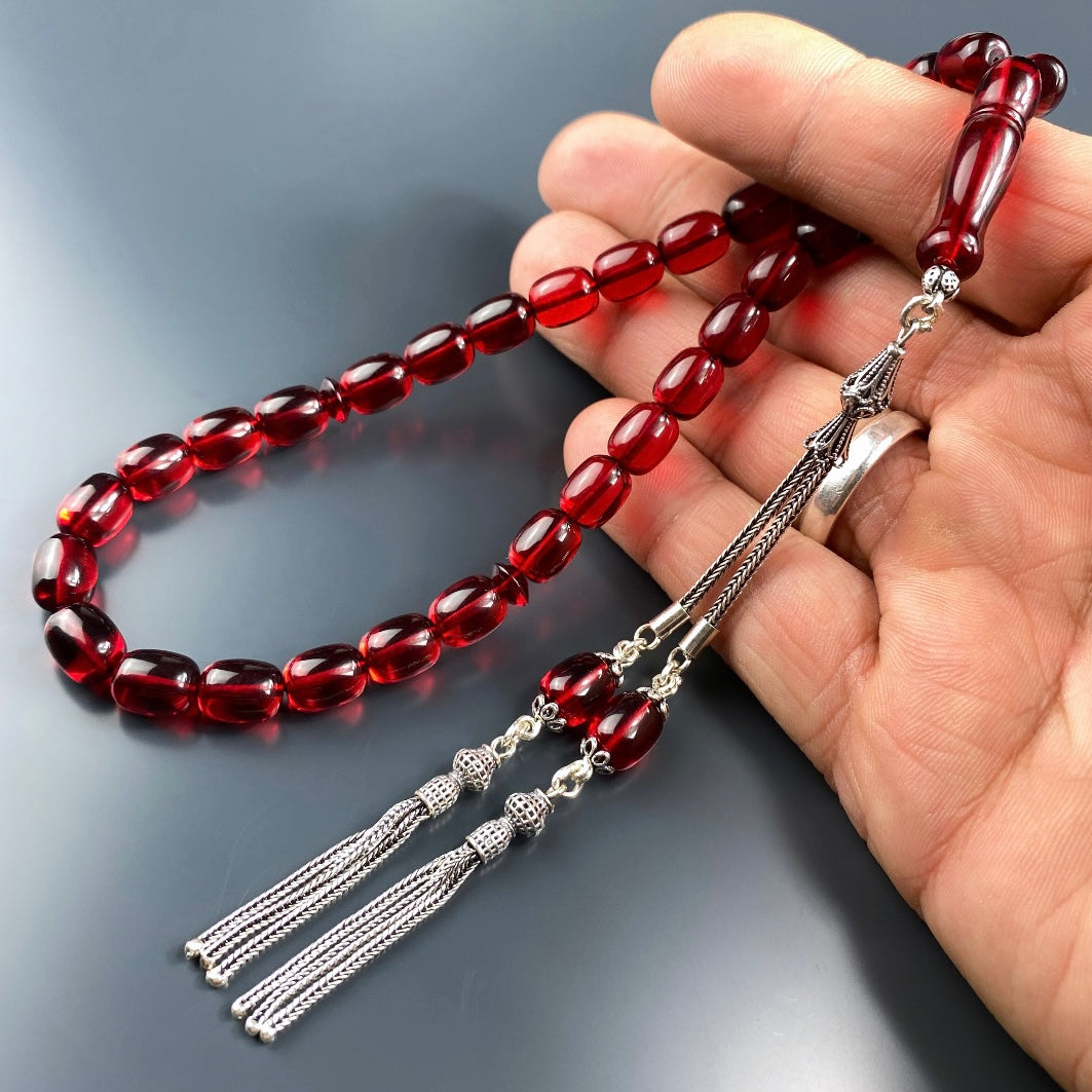 Kehribar / Bernstein Tesbih Basic Logo – Rot, 925 Silber