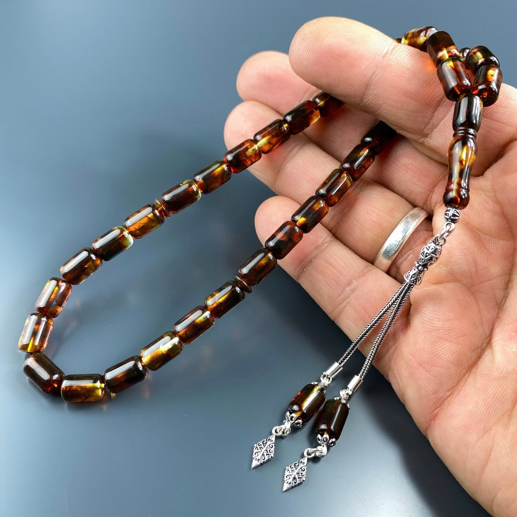 Kehribar / Bernstein Tesbih Basic Logo – Braun, 925 Silber