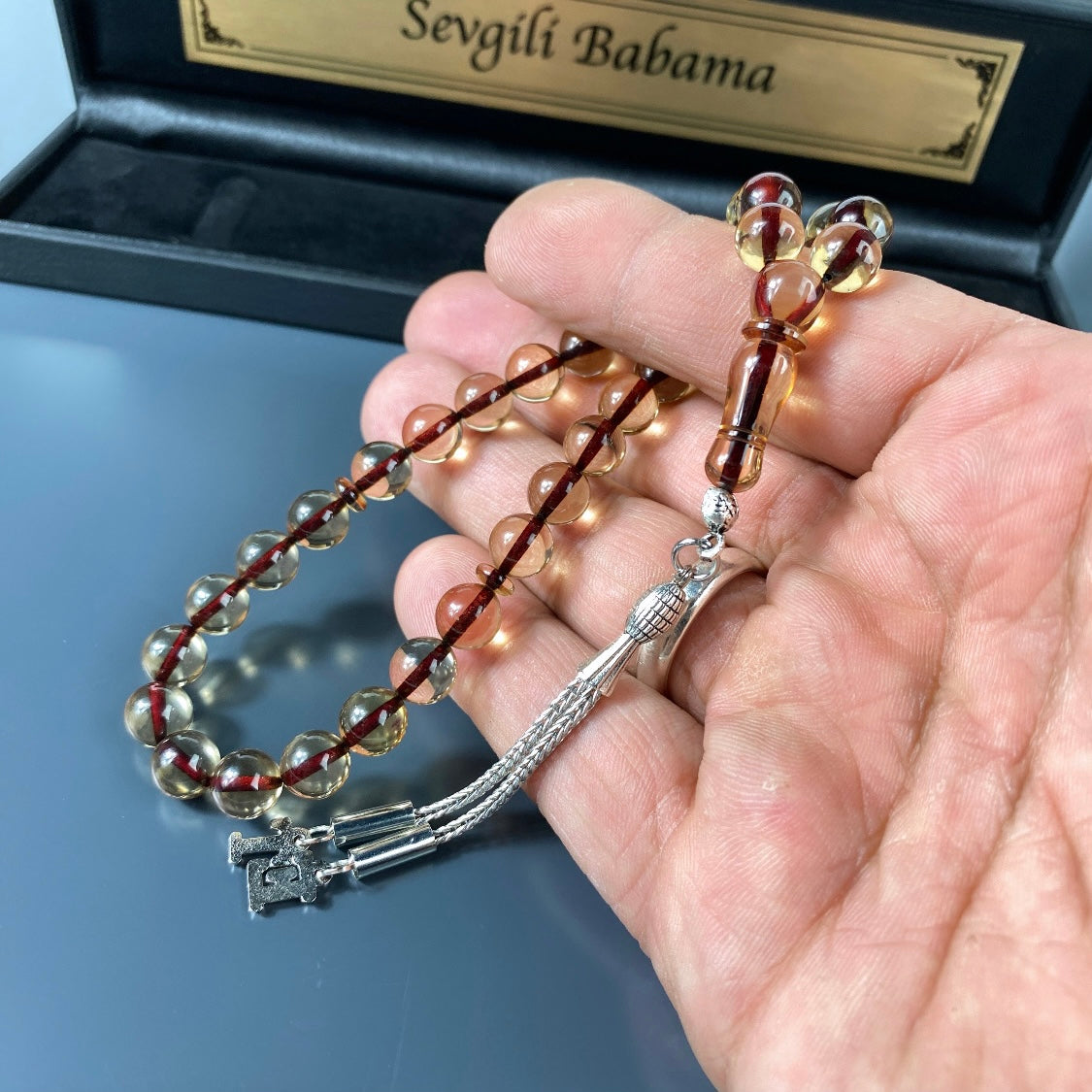 Personalisiertes Kehribar Sikma Tesbih – Geschenk für besondere anlässe