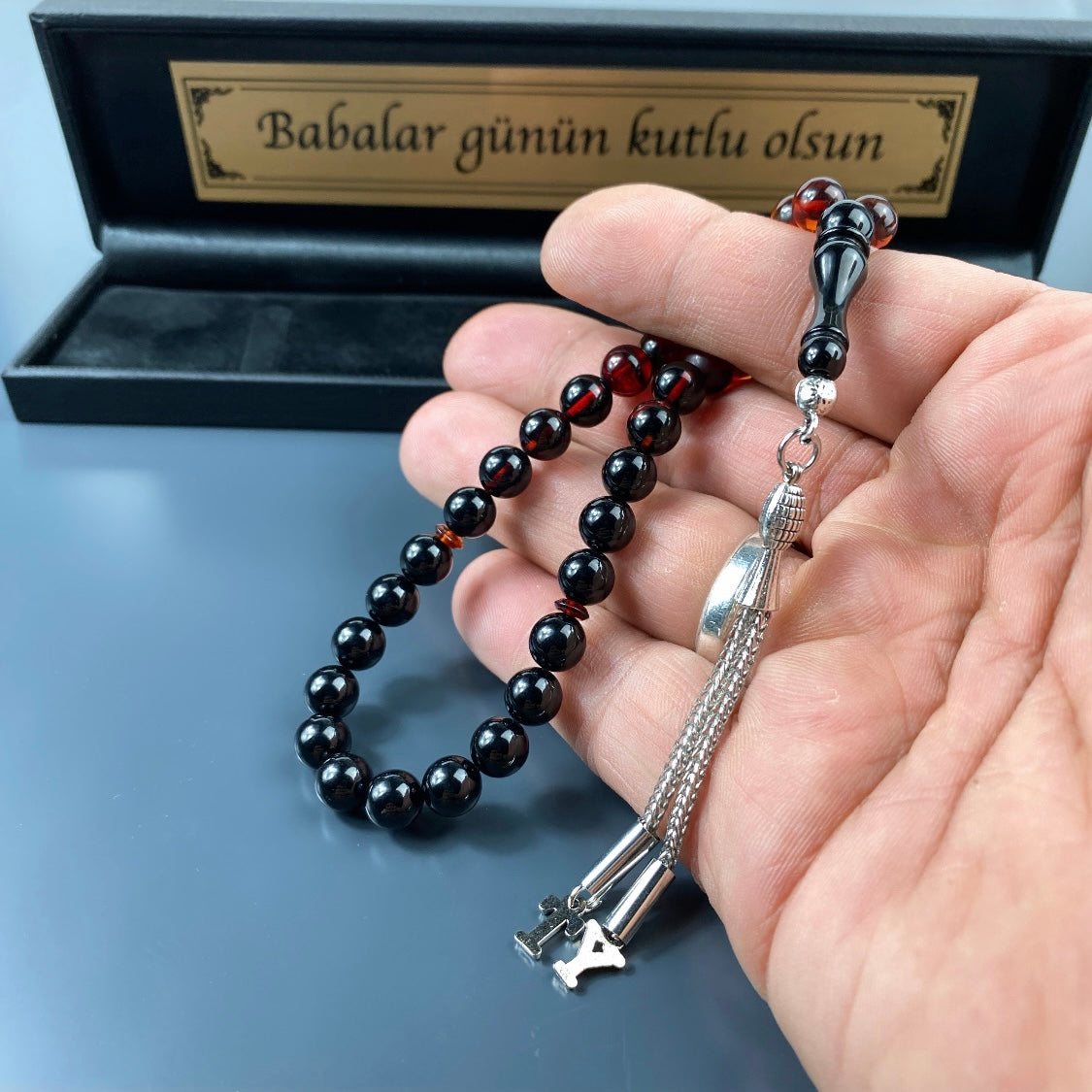 Tesbih Ateş Sıkma Kehribar mit Geschenkbox