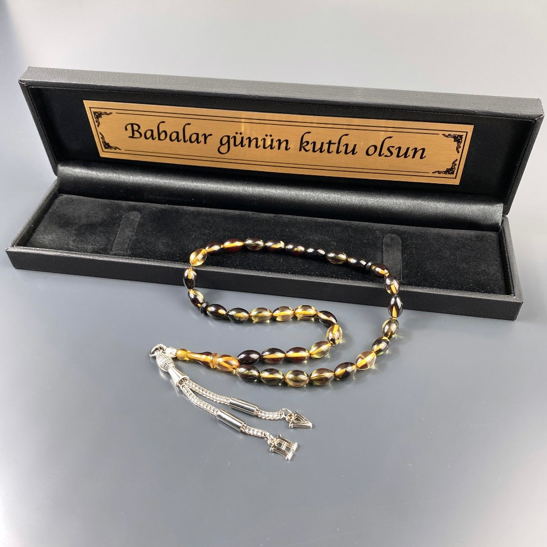 Tesbih Sıkma Kehribar mit Geschenkbox für Männer