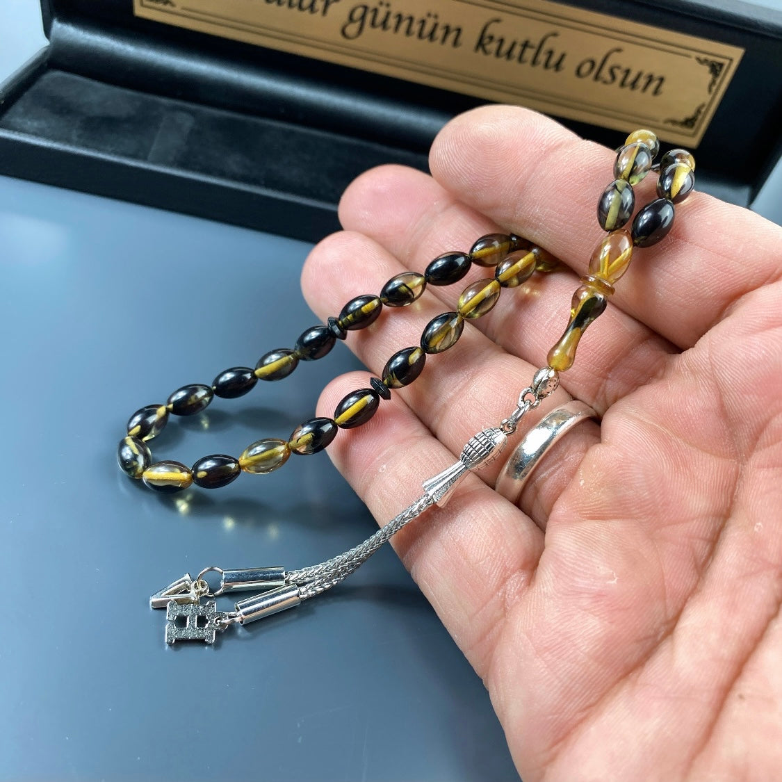 Tesbih Sıkma Kehribar mit Geschenkbox für Männer