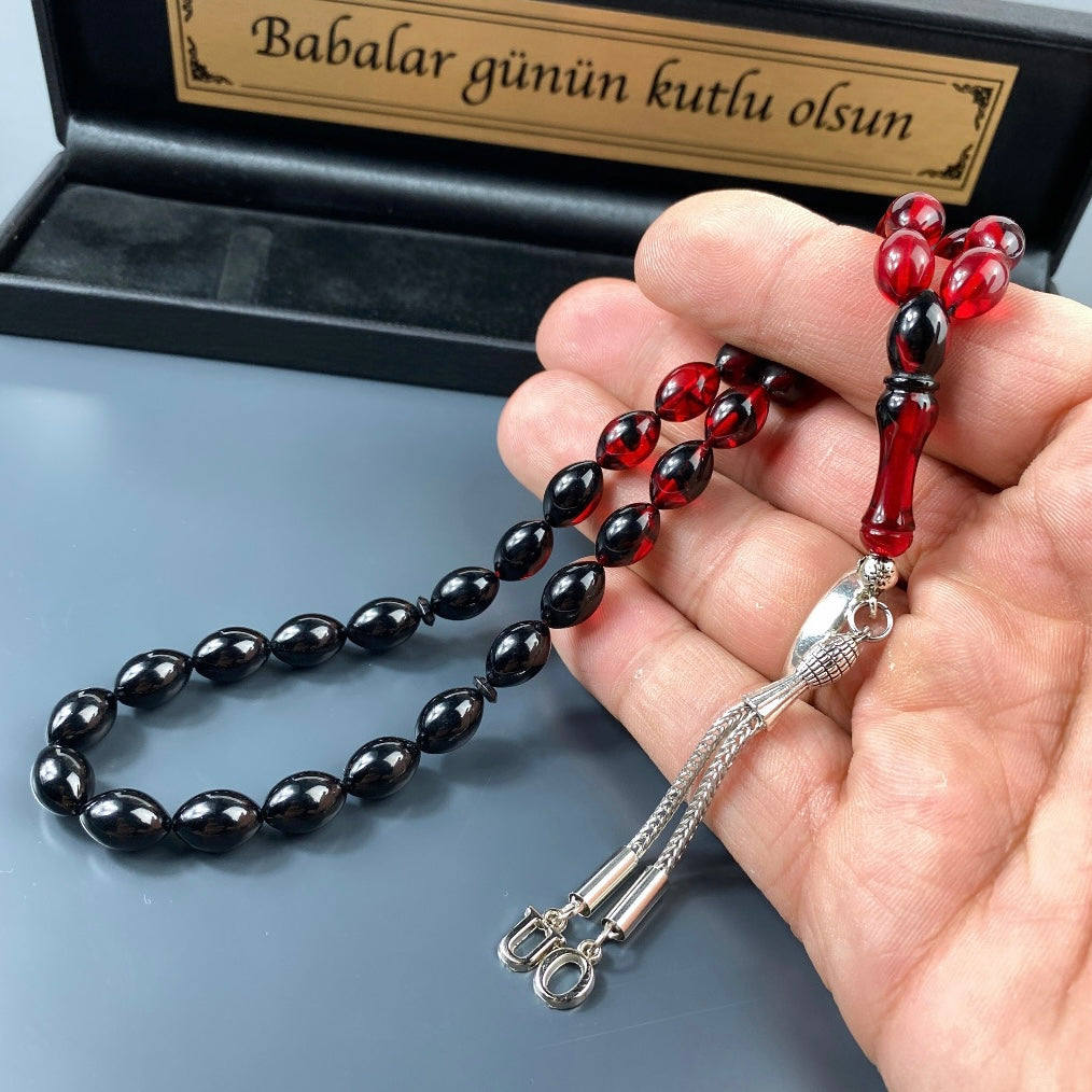 Tesbih aus Ateş Sıkma Kehribar mit Buchstaben Geschenk für Familie & Freunde