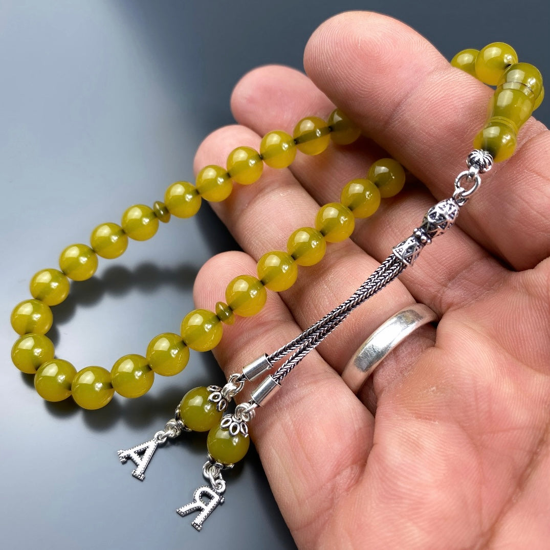 Sıkma Kehribar Tesbih Gelb Bilek Boy – 925 Silber & Geschenkbox
