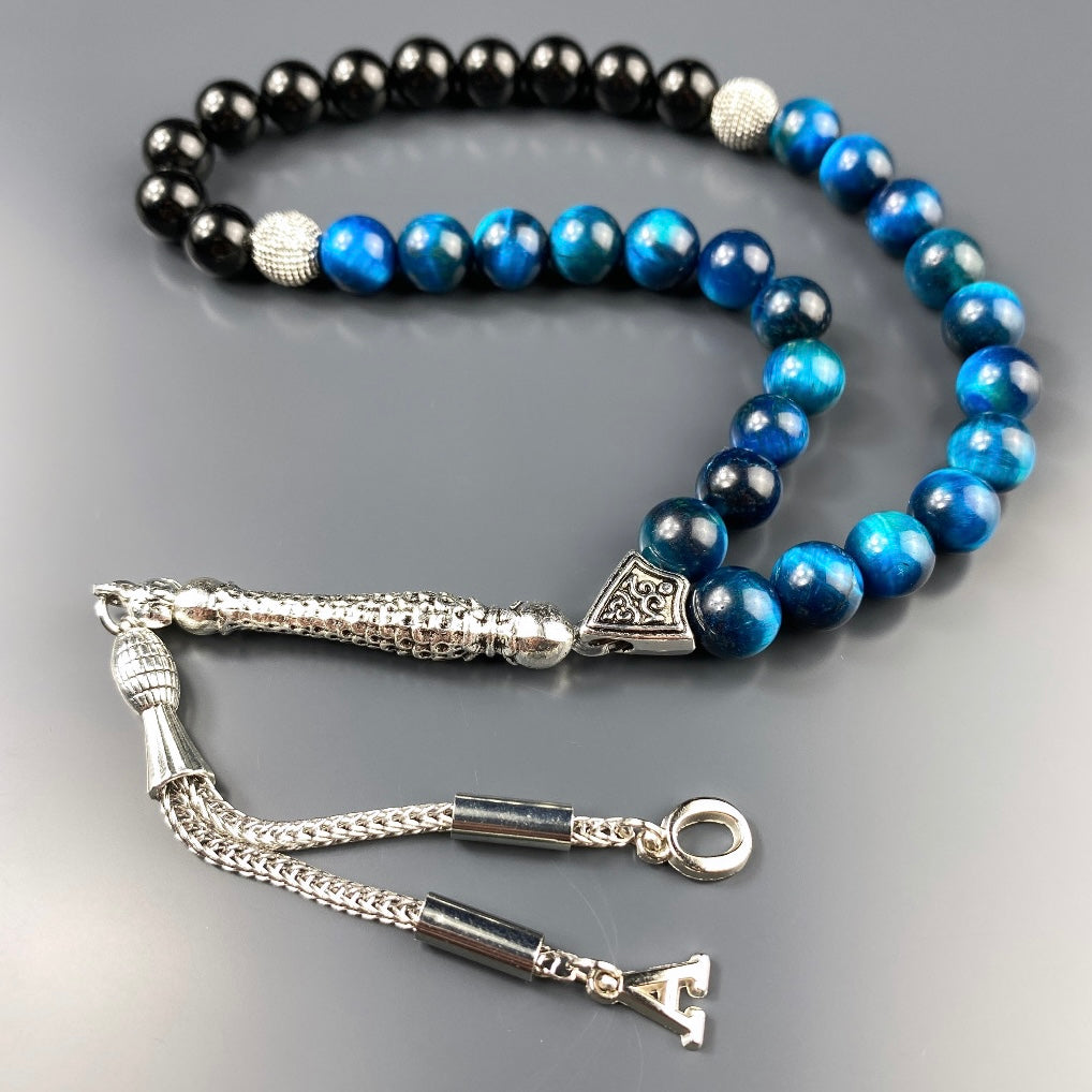 Göz Rengi Tesbih Blau / Blau mit 2 Buchstaben Naturstein