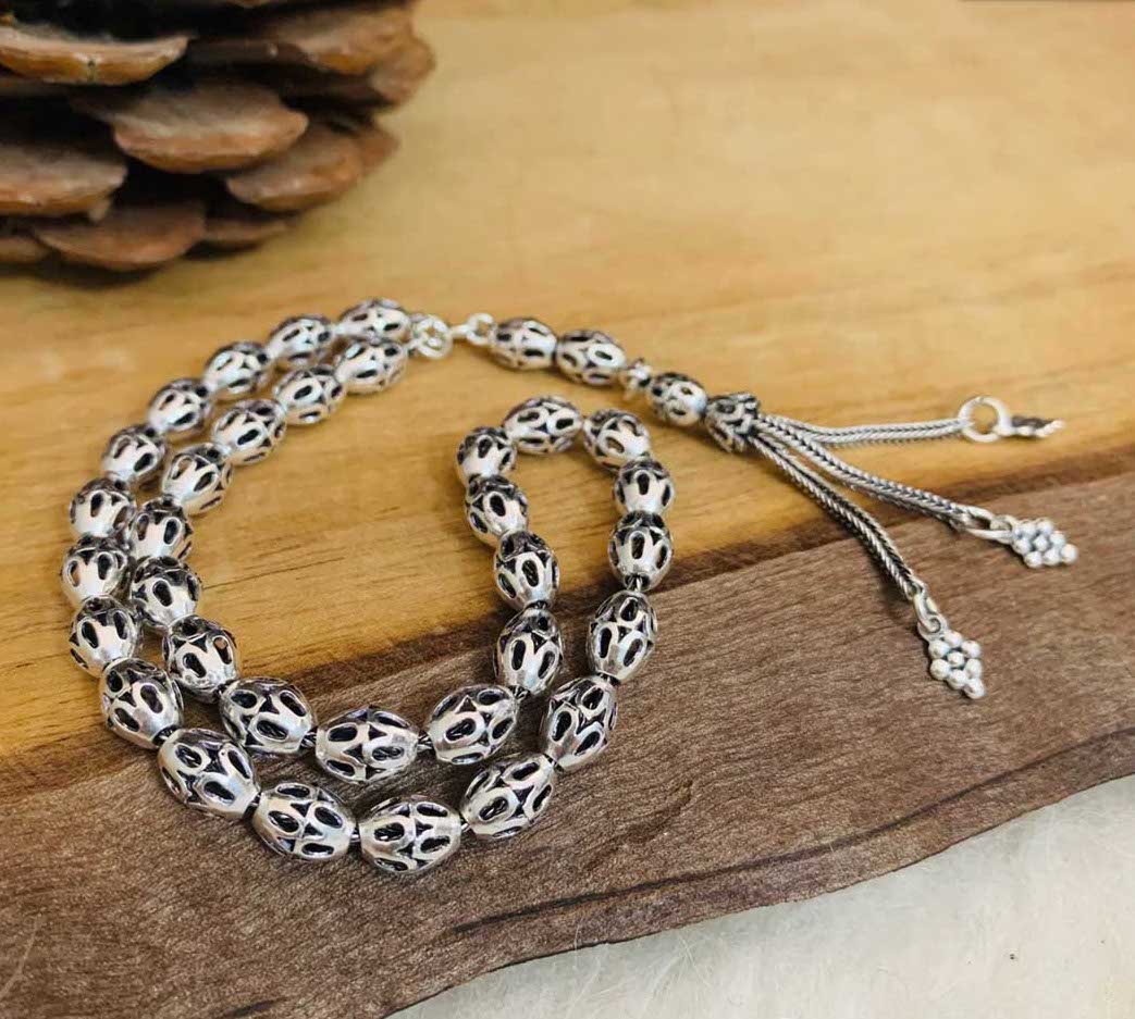 Silber Tesbih 925 Oksitli Desen -2