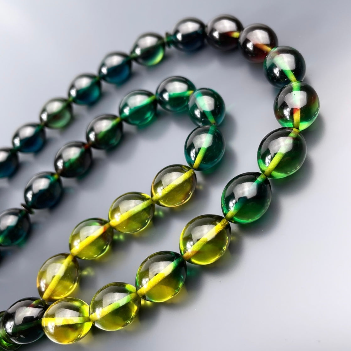 Yesil Renk Süzmesi SIKMA Kehribar Tesbih 3 Hilal