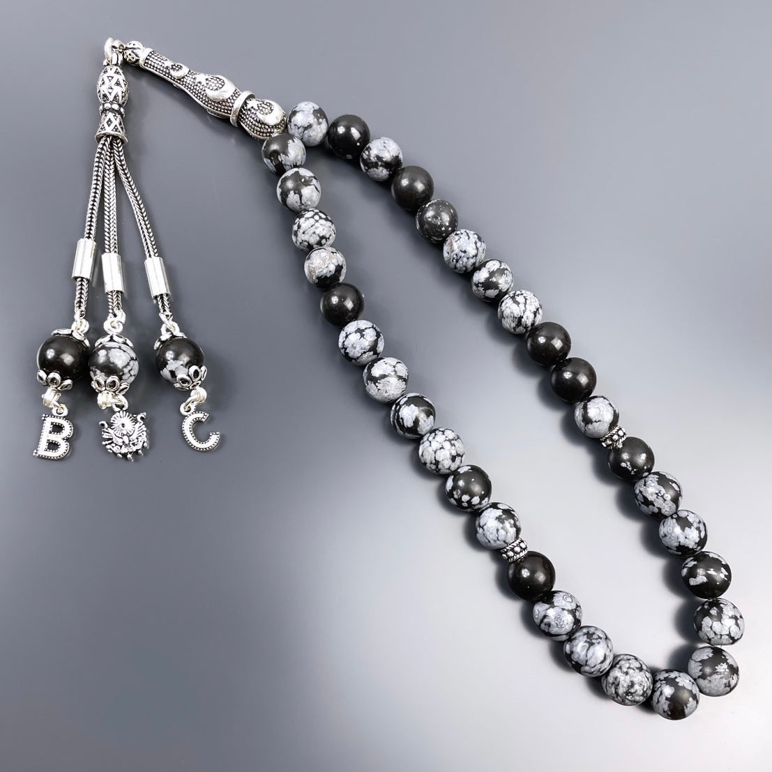 Obsidiyen Dogaltas Tesbih 925 Silver