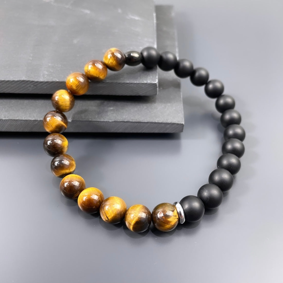 Tigerauge / Onyx Armband No.1