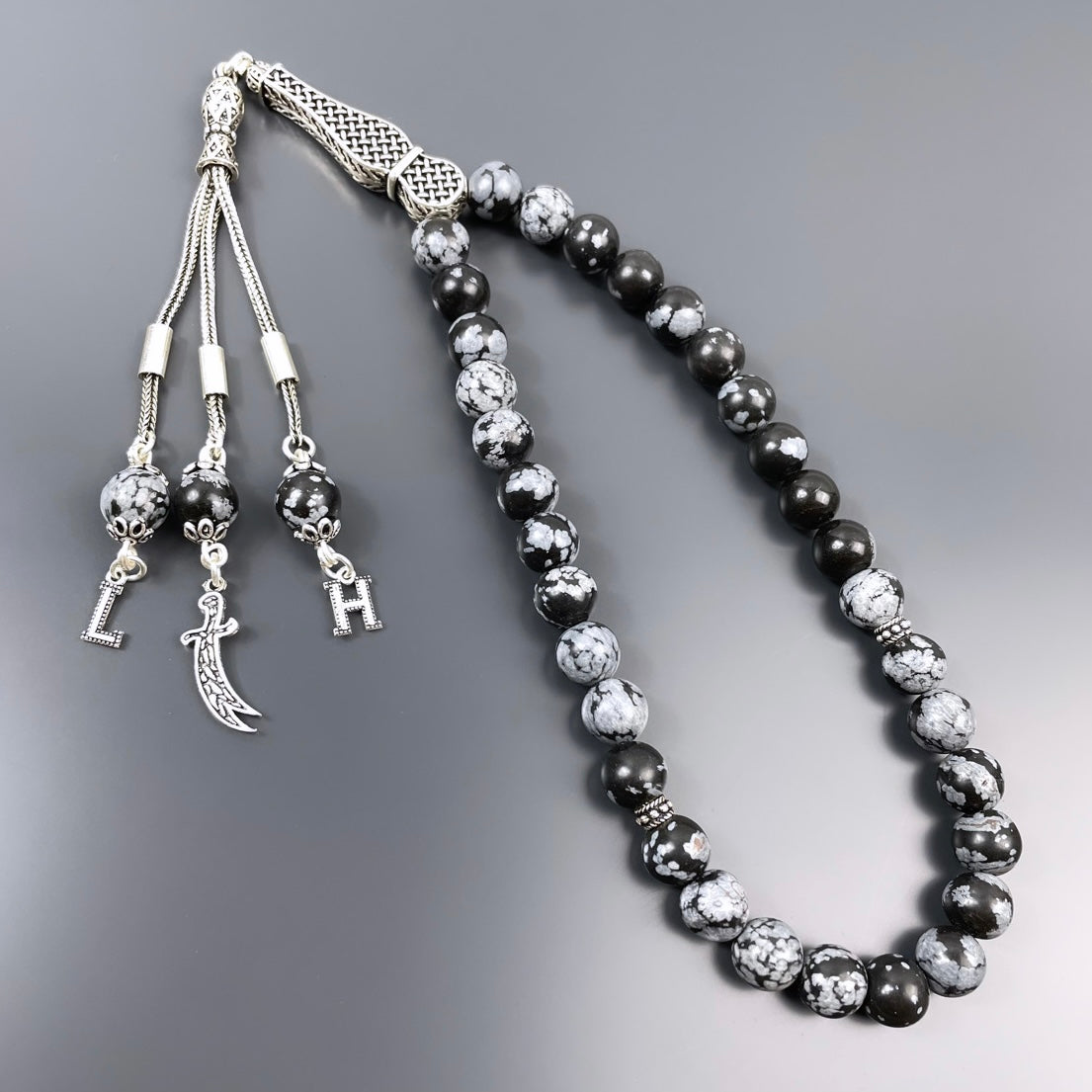 Obsidiyen Dogaltas Tesbih 925 Silver