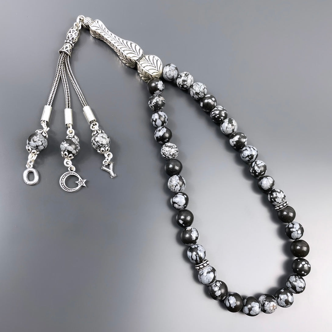 Obsidiyen Dogaltas Tesbih 925 Silver