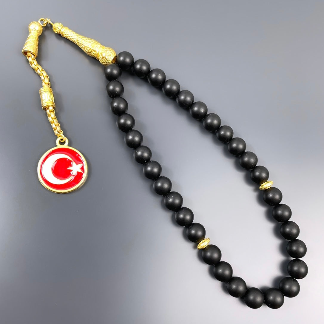 Onyx Dogaltas Tesbih / Gebetskette Ay Yildiz