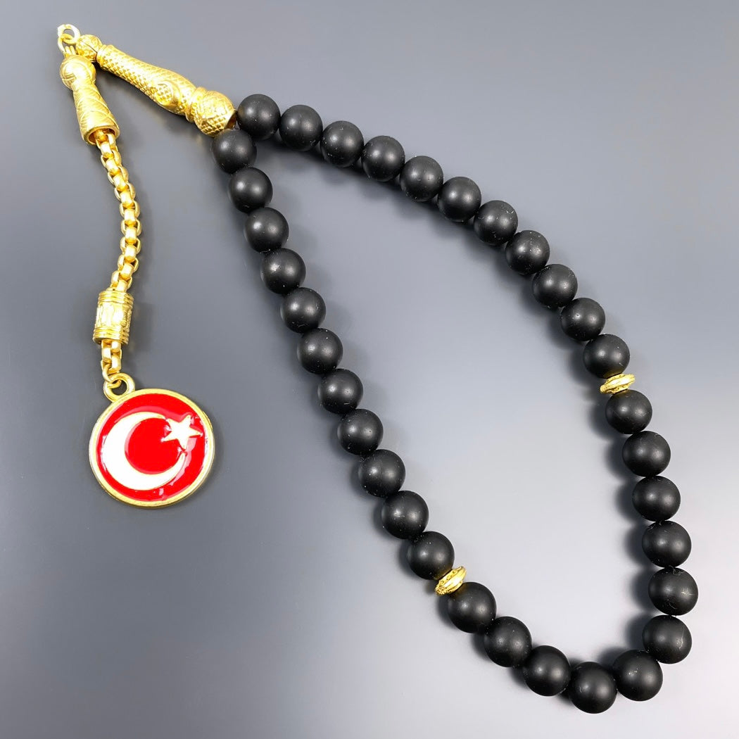 Onyx Dogaltas Tesbih / Gebetskette Ay Yildiz Logo