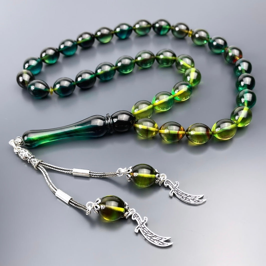 Yesil Renk Süzmesi Sikma Kehribar Tesbih