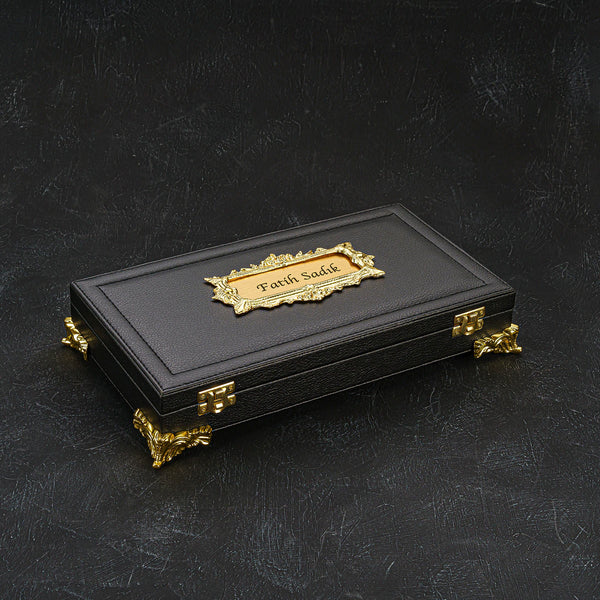 BLACK Lüks Tesbih 3 lü SET Siyah Renk Ayak / Cercev BOX personalisierte Geschenkbox