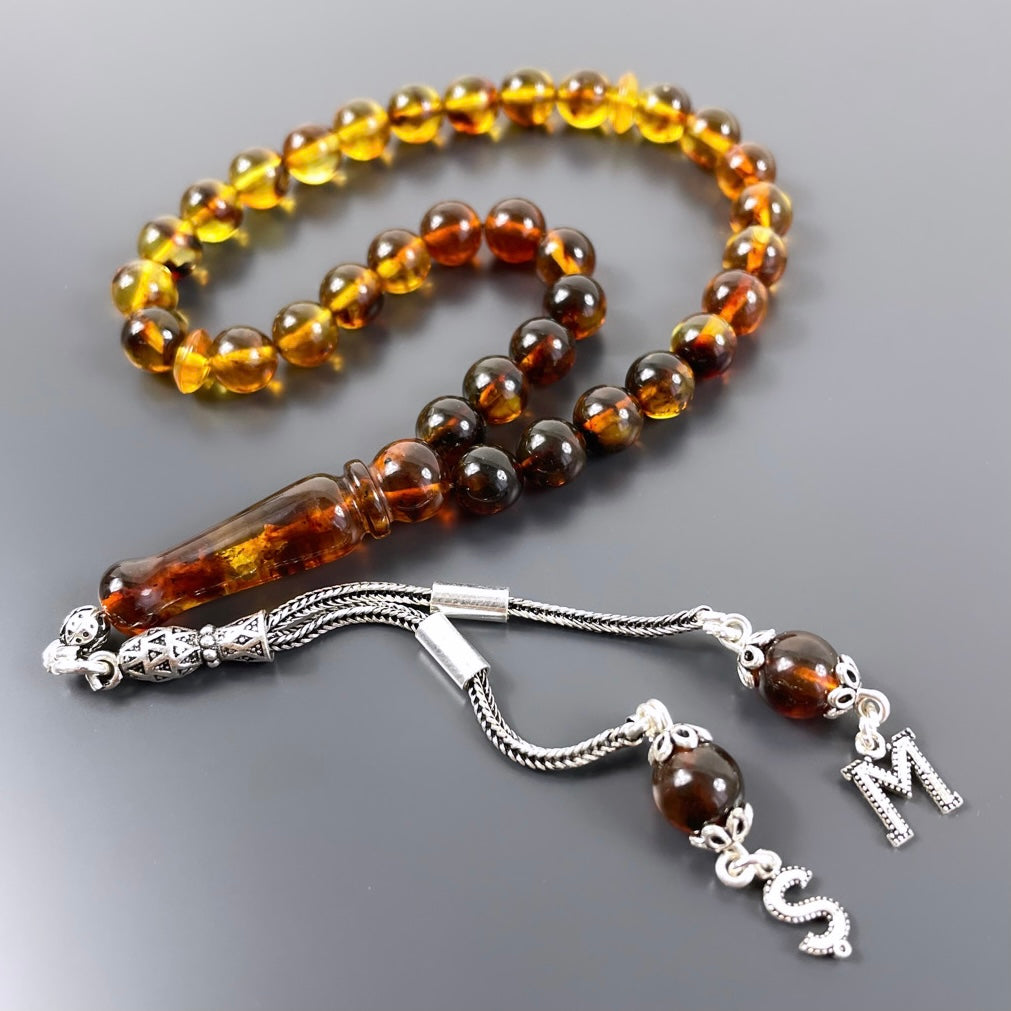 Bilek Kücük Boy Hakiki Kehribar Tesbih Harfli