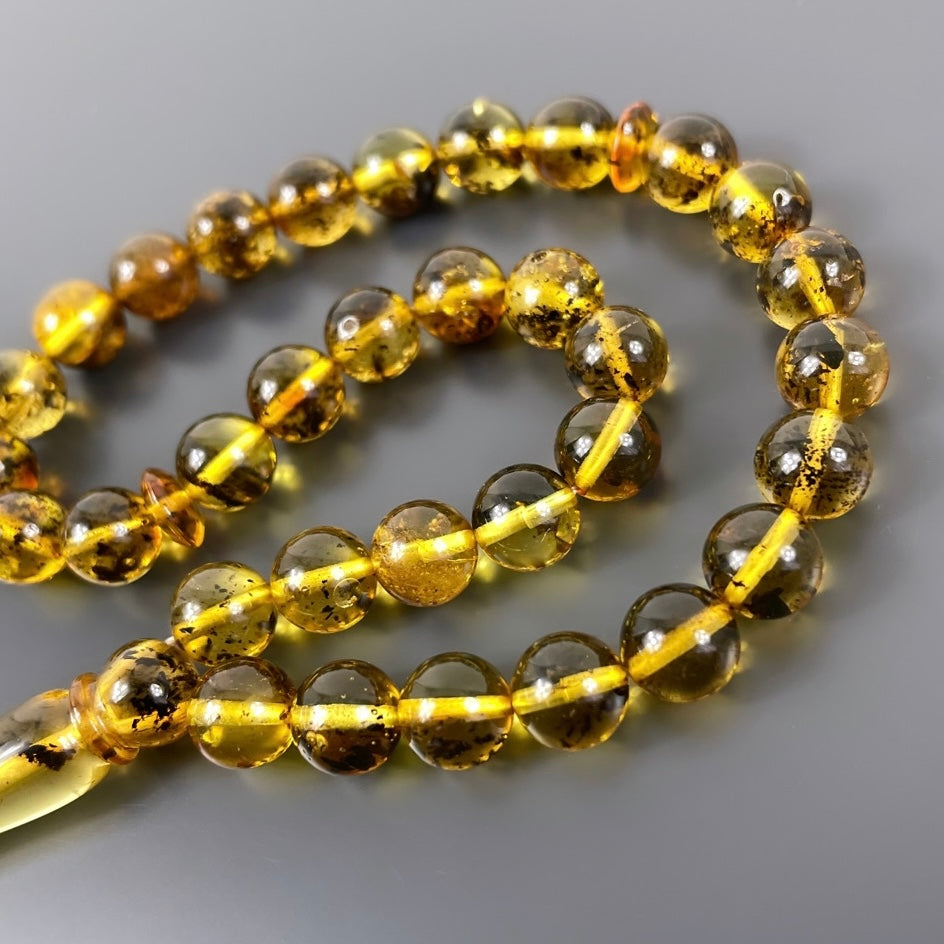 Bilek Boy Mini Sari Hakiki Kehribar Tesbih Harfli