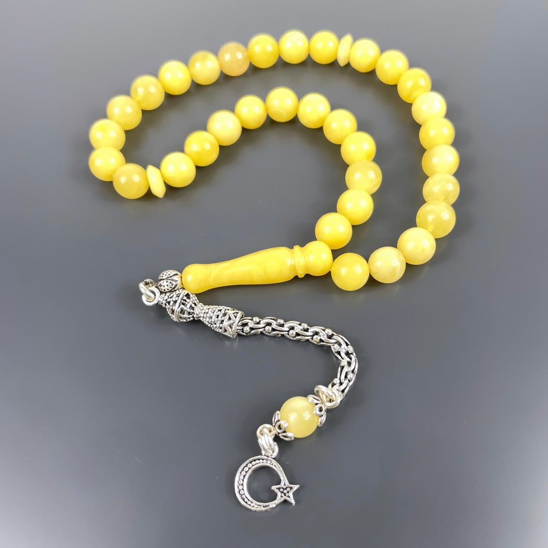 Bilek Boy Kehribar Tesbih Ay Yildiz