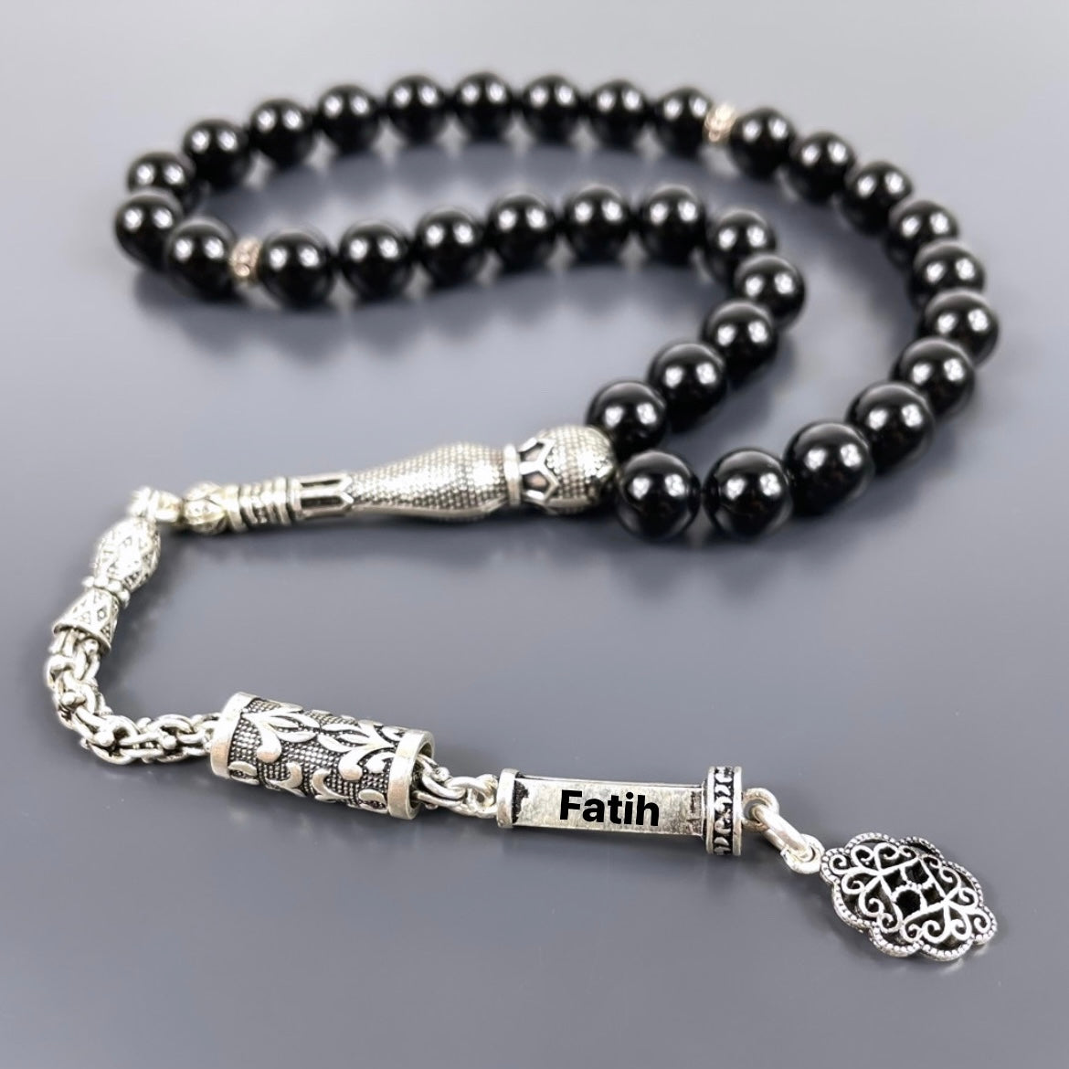 Basic Logo Tesbih Lazer cift İsimli Püskül