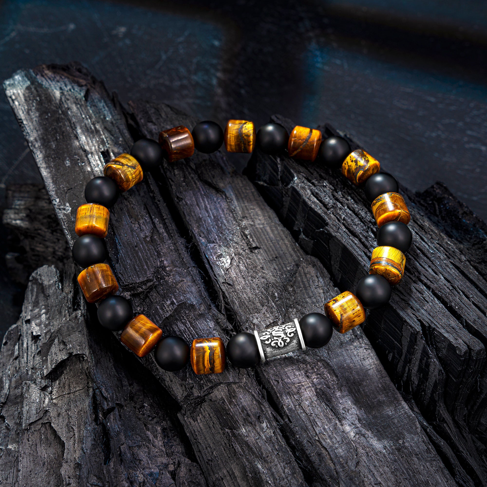 Perlenarmband Onyx Braun Tigerauge No.11