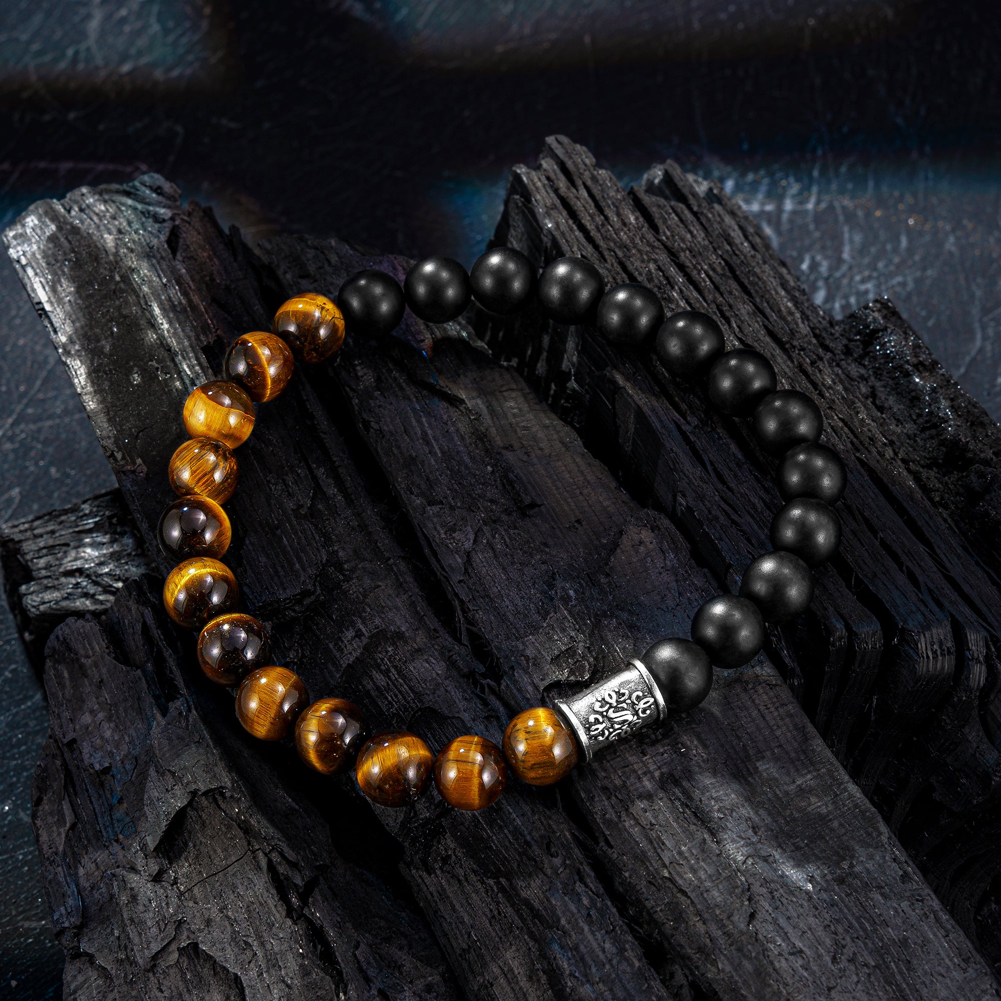 Perlenarmband Tigerauge Onyx No.15