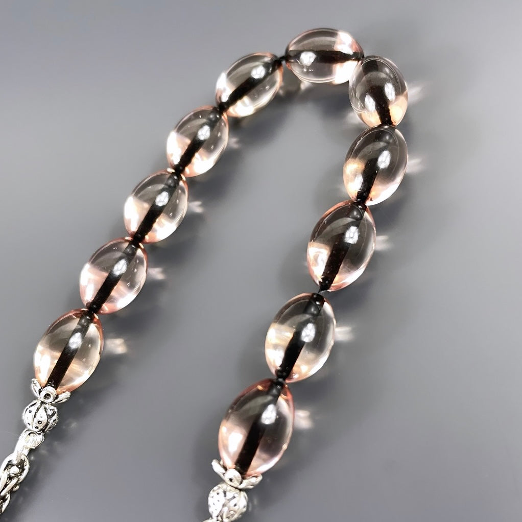 Zaza Kehribar SIKMA Tesbih Seffaf Beyzi mit Buchstaben 925 Silber