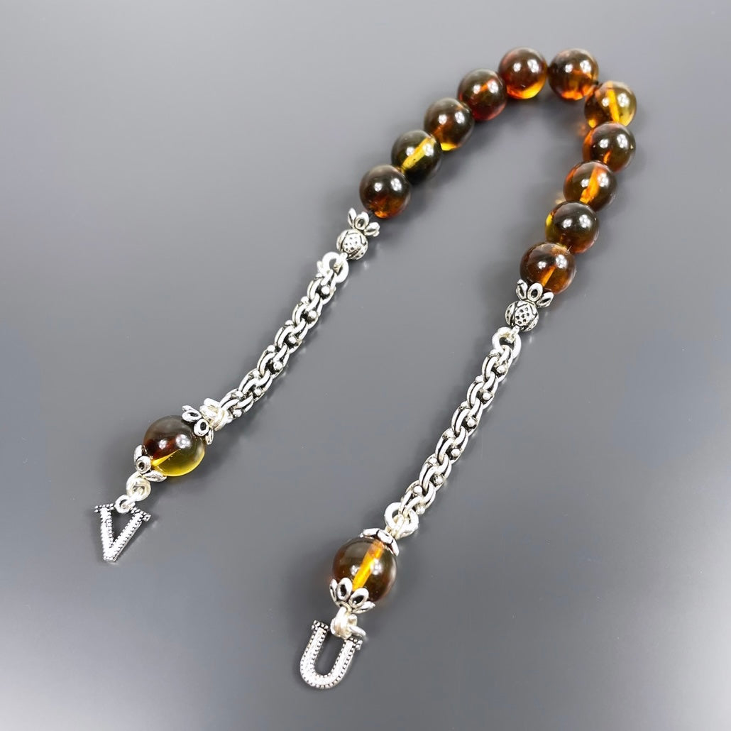 Hakiki Kehribar Zaza Tesbih 925 Silver