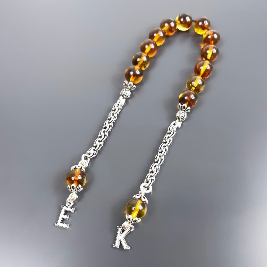 Hakiki Kehribar Zaza Tesbih 925 Silver