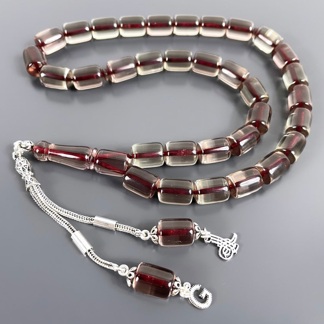 Tesbih Gebetskette Ates Kehribar - 33 Perlen Schwarz Mit Personalisierter Quaste