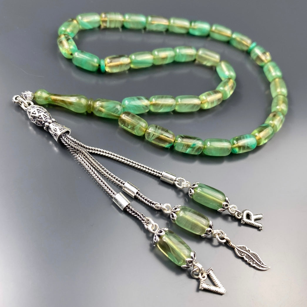 Tesbih Kehribar SIKMA Renk Süzme 2 Buchstaben & 1 Logo 925 Silber