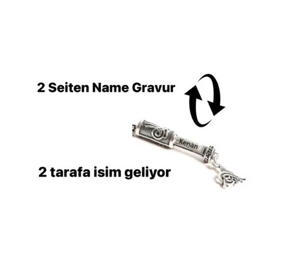 Tesbih SIKMA Kehribar Blau Laser Gravur Tugra Logo Püskül Silber 925