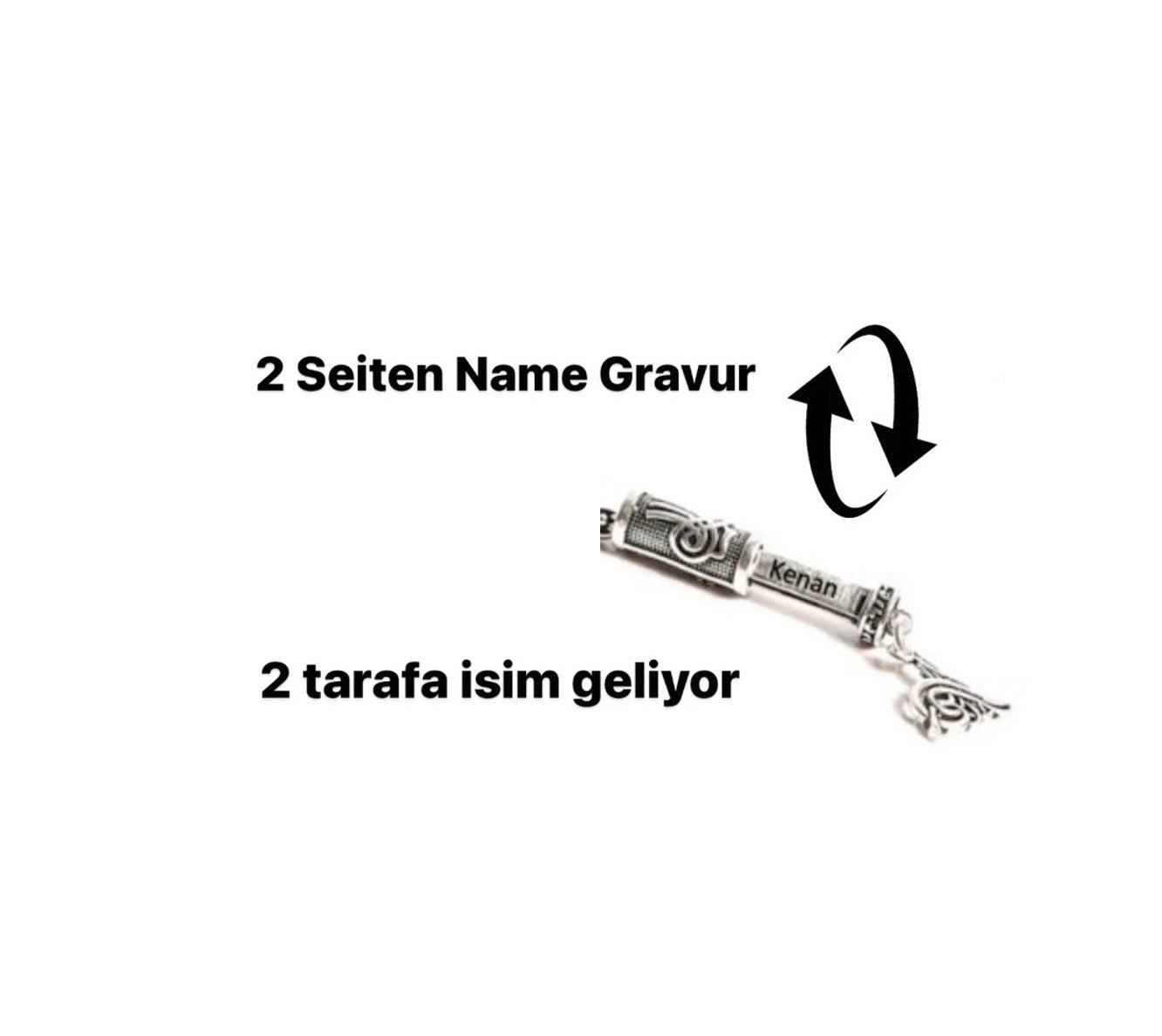 Tesbih SIKMA Kehribar Sky Blue Laser Gravur Kilic Logo Püskül Silber 925