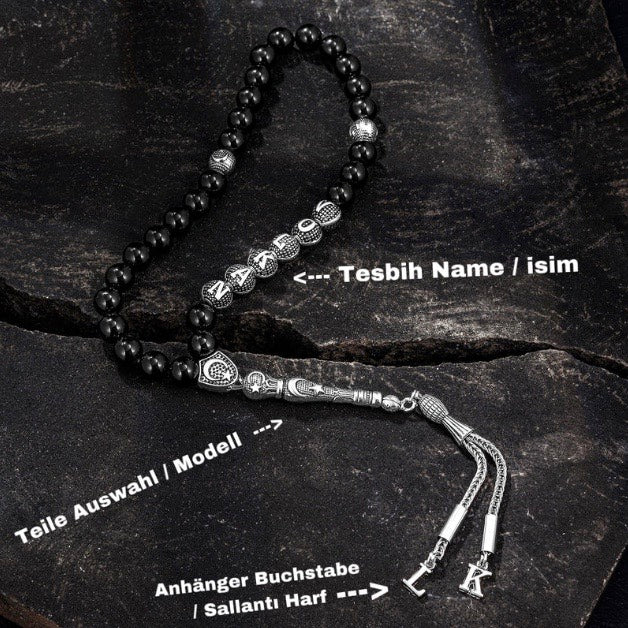 Tesbih / Gebetskette Geschenkset Black - Green MINI KABE Logo