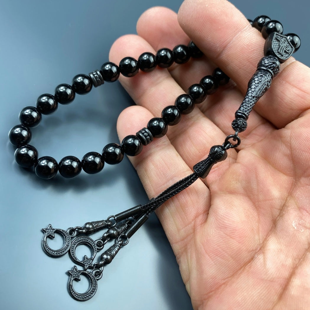 Tesbih Onyx Glanz Black Edition Ay Yildiz Tugra Logo