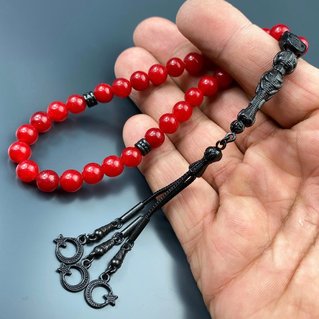 Tesbih Jade Rot Glanz Black Edition Ay Yildiz Logo