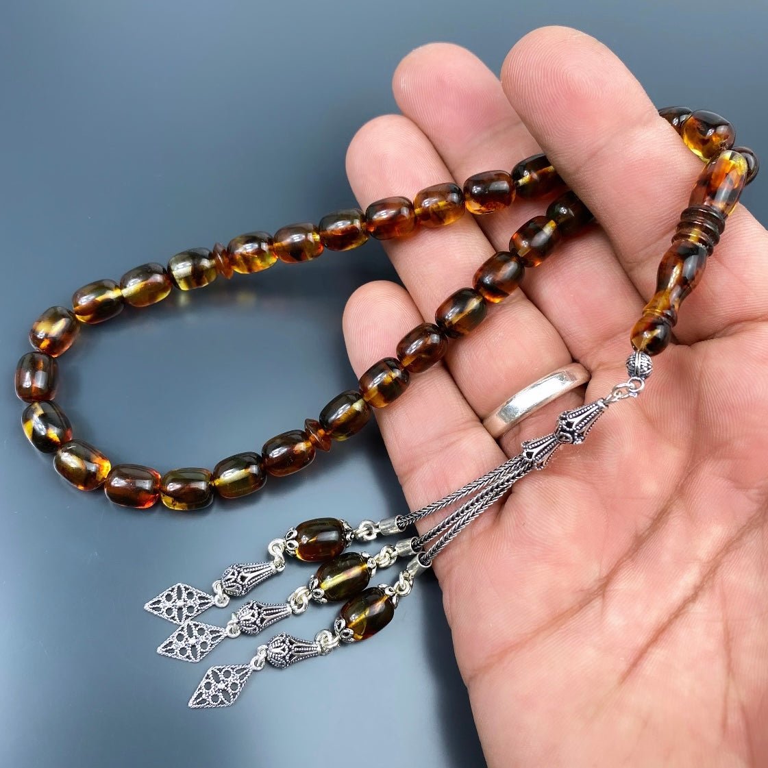 Kehribar Tesbih Gebetskette Perlenkette Männerschmuck Tesbih mit Namen personalisiert