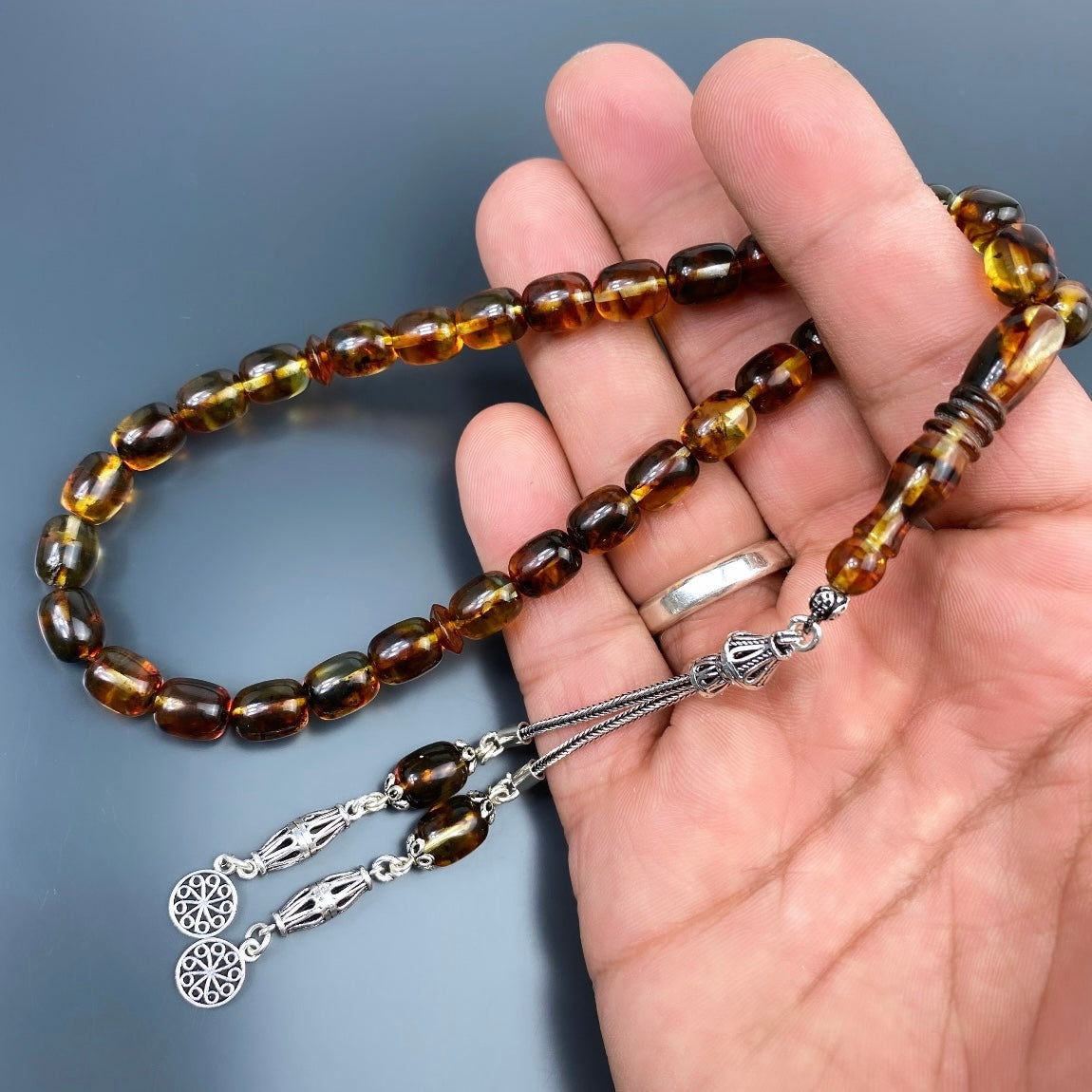 Kehribar Tesbih Gebetskette Perlenkette Männerschmuck Tesbih mit Namen personalisiert