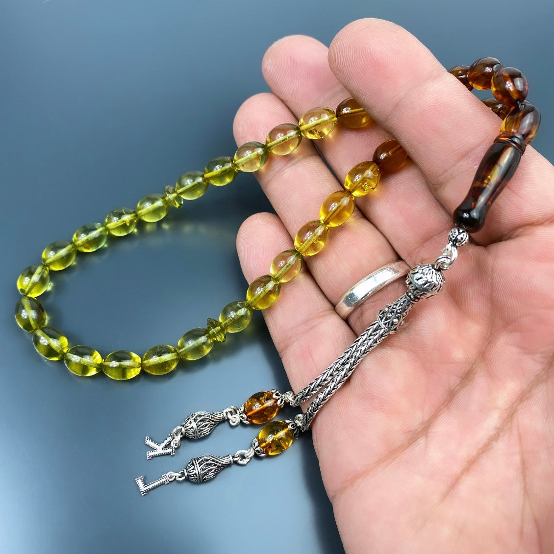 Kehribar Tesbih Gebetskette Perlenkette Männerschmuck Tesbih mit Namen personalisiert 