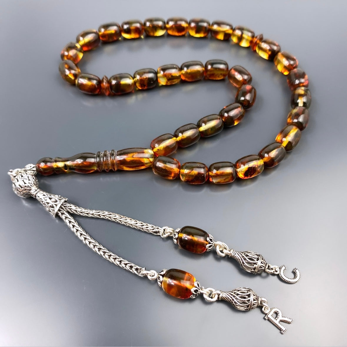 Kehribar Tesbih Gebetskette Perlenkette Männerschmuck Tesbih mit Namen personalisiert
