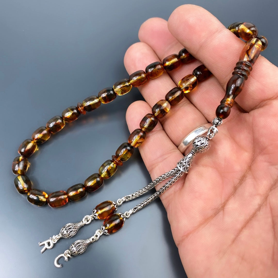 Kehribar Tesbih Gebetskette Perlenkette Männerschmuck Tesbih mit Namen personalisiert