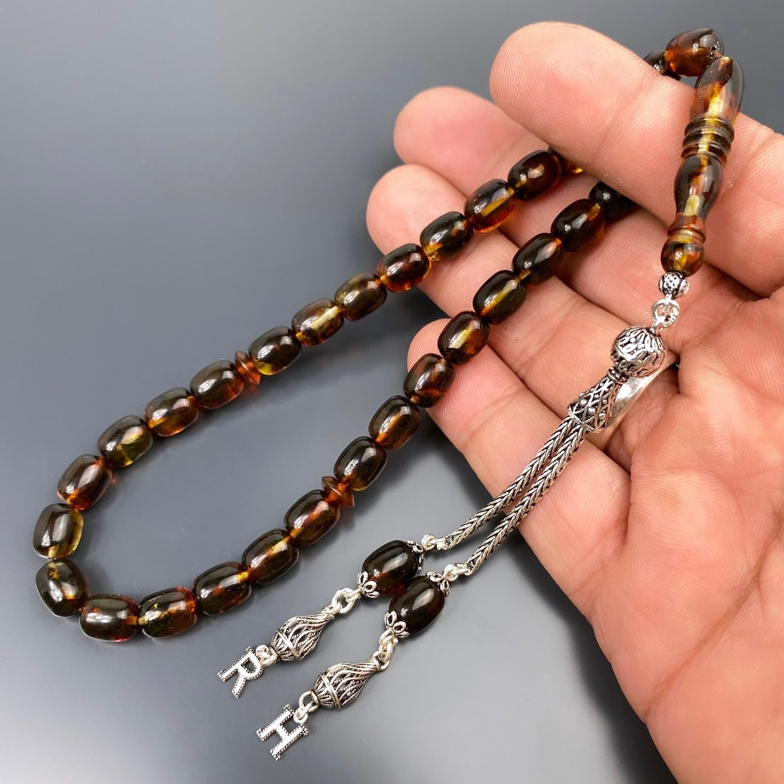 Kehribar Tesbih Gebetskette Perlenkette Männerschmuck Tesbih mit Namen personalisiert