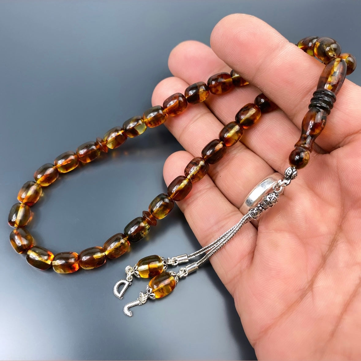 Kehribar Tesbih Gebetskette Perlenkette Männerschmuck Tesbih mit Namen personalisiert