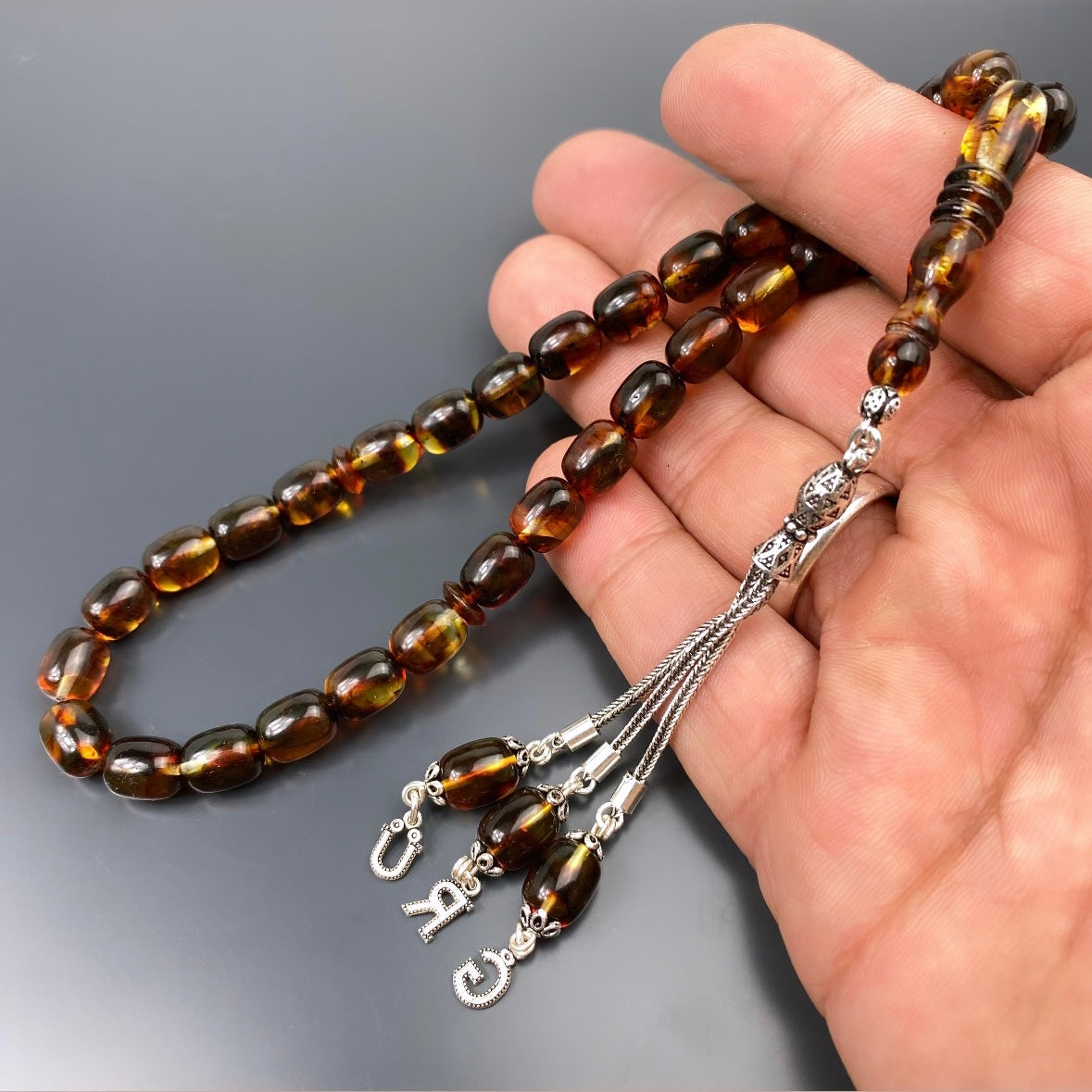 Kehribar Tesbih Gebetskette Perlenkette Männerschmuck Tesbih mit Namen personalisiert