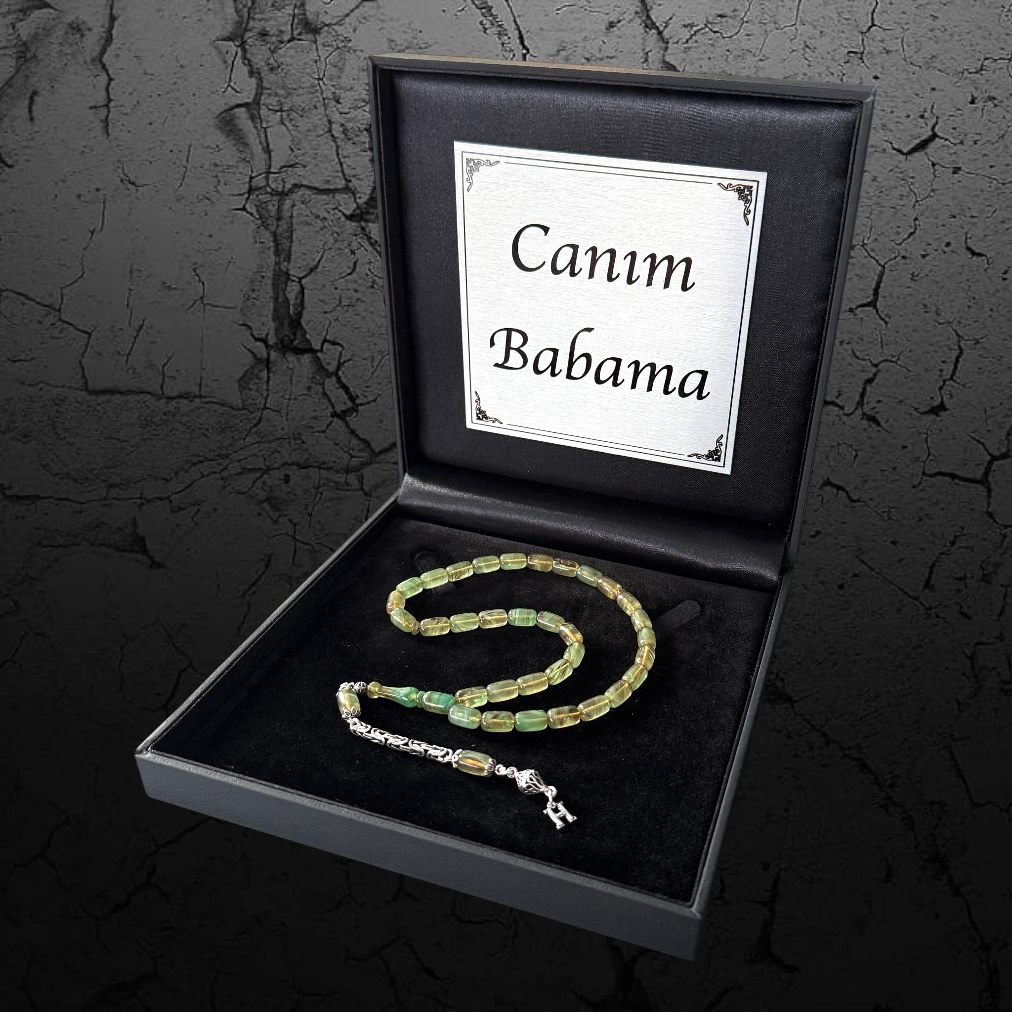Islamisches Geschenk für Männer – Exklusives SIKMA Kehribar Tesbih Geschenkset mit 925 Silber Anhänger